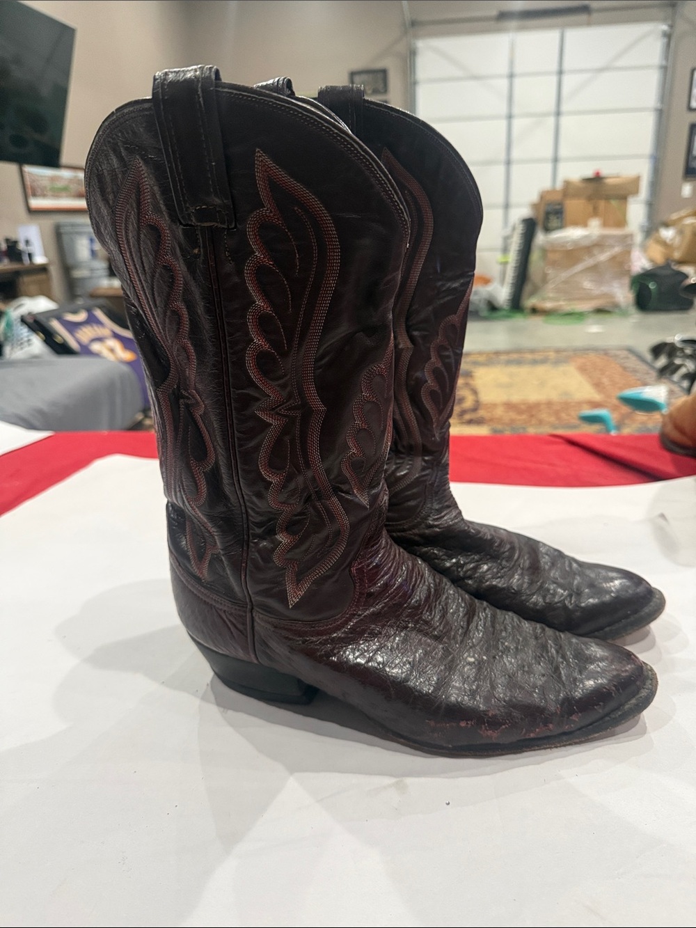 Tony Lama Tan Leather and snake skin Western Cowboy Boots- vintage